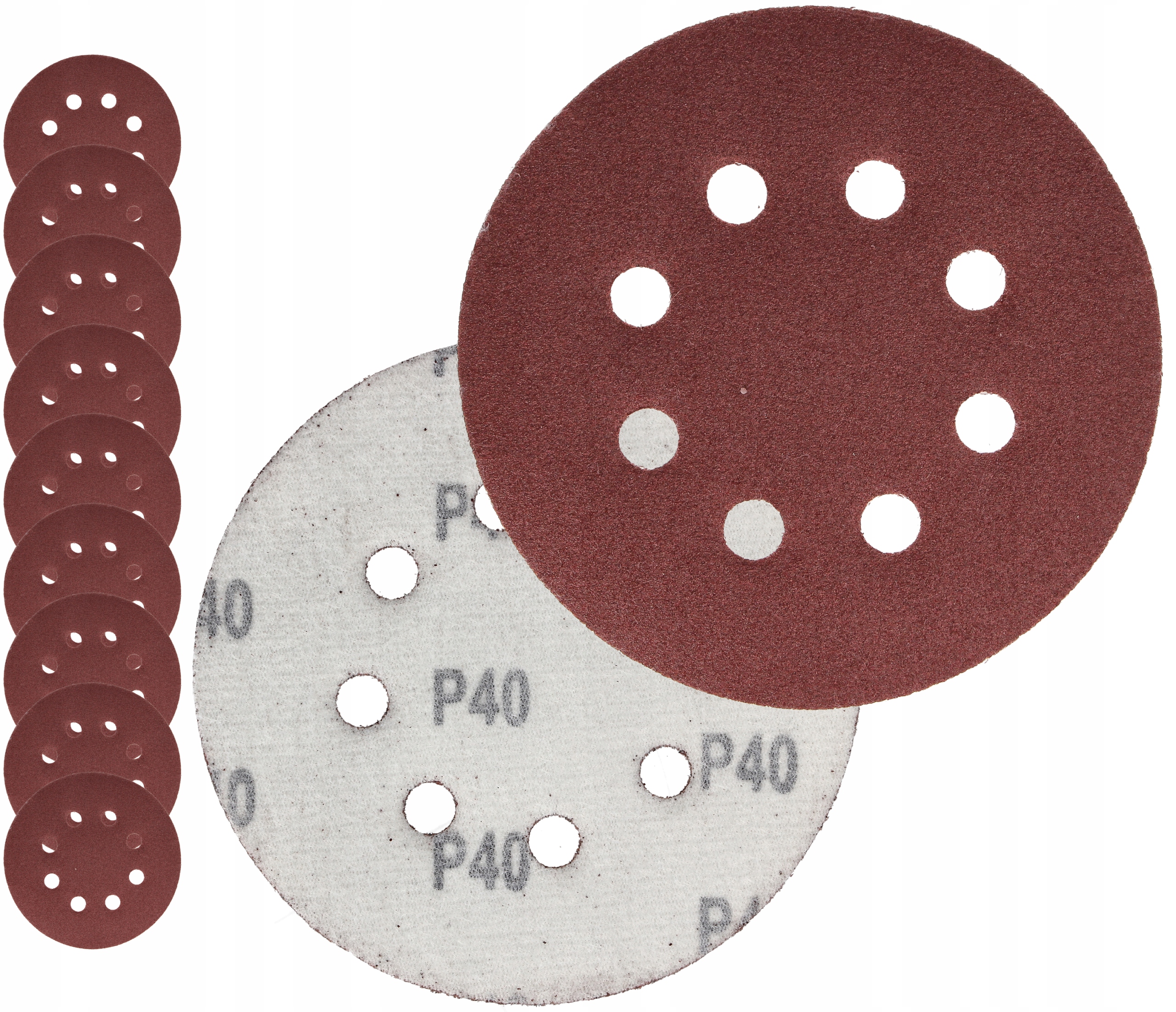 Papier Ścierny Na Rzep 125 Do Szlifierki Oscylacyjnej Krążki Otwory P40 x10
