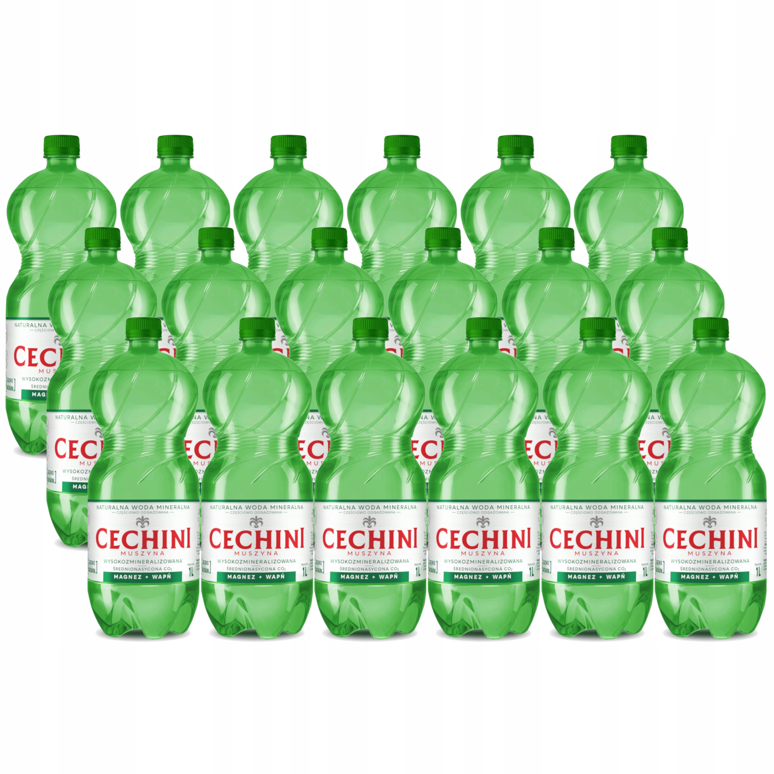Levně 18 x středně nasycená voda Cechini Muszyna vysoce mineralizovaná 1 l