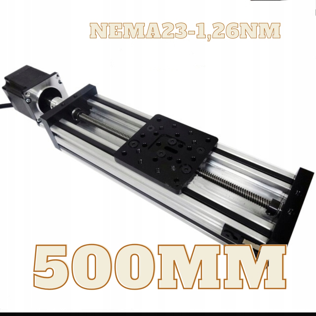 Lineární vedení Cnc lineárního vozíku 500 mm NEMA23-1,26Nm Stříbrný Rtr TR8x8