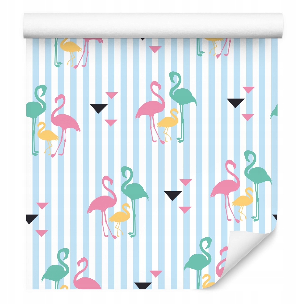 Mládežnická tapeta Barevné Plameňáci Pásky Dekor