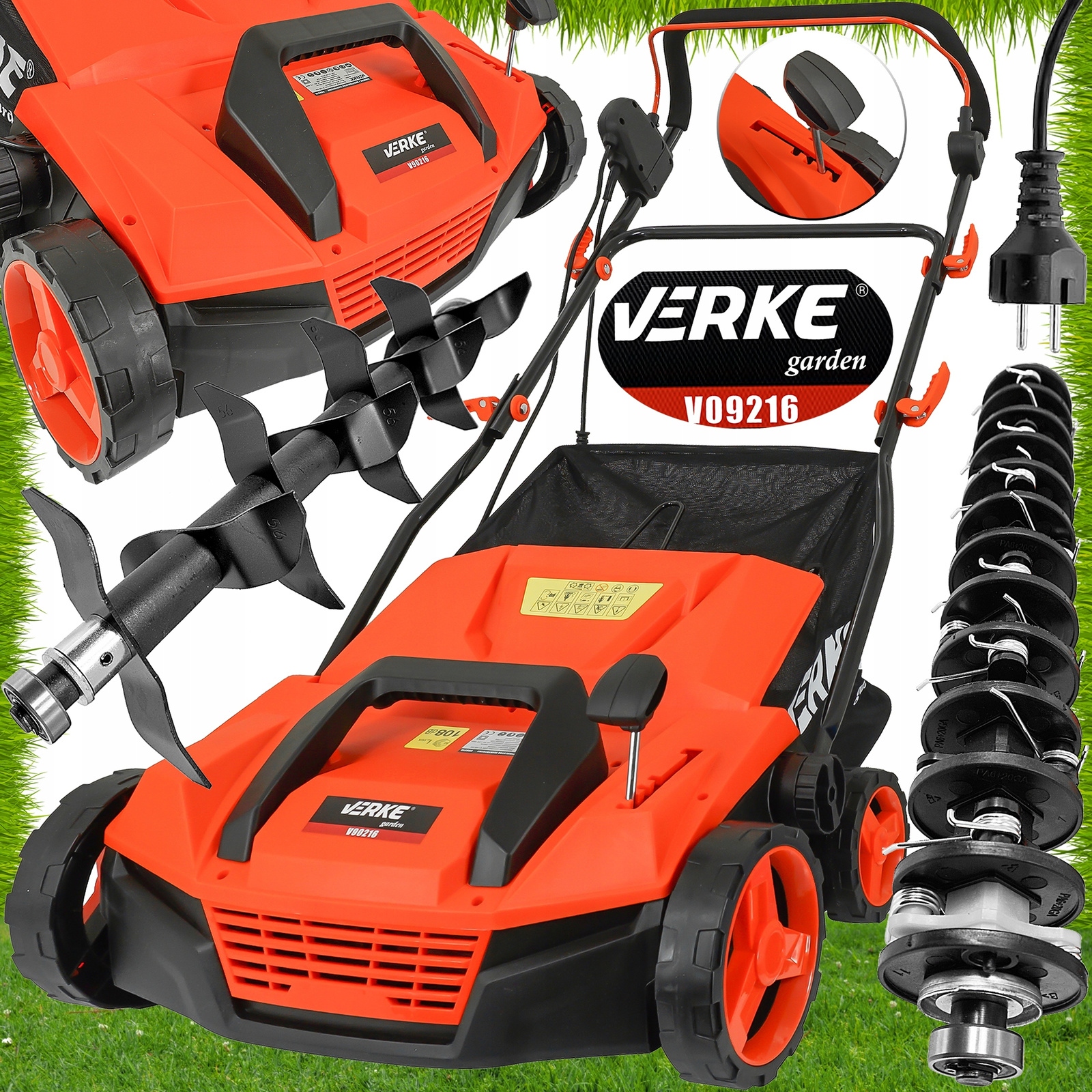 Verke V90216 Areator Wertykulator Elektryczny Trawy 3w1 Areacja 2x wałki
