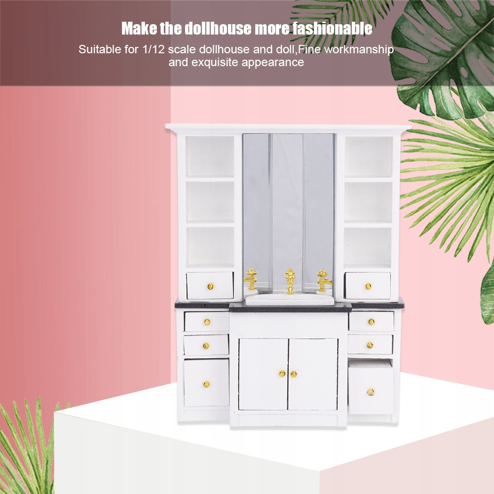 1/12 Domek dla lalek Mini szafka z umywalką Model MoonSmart-AW05DC