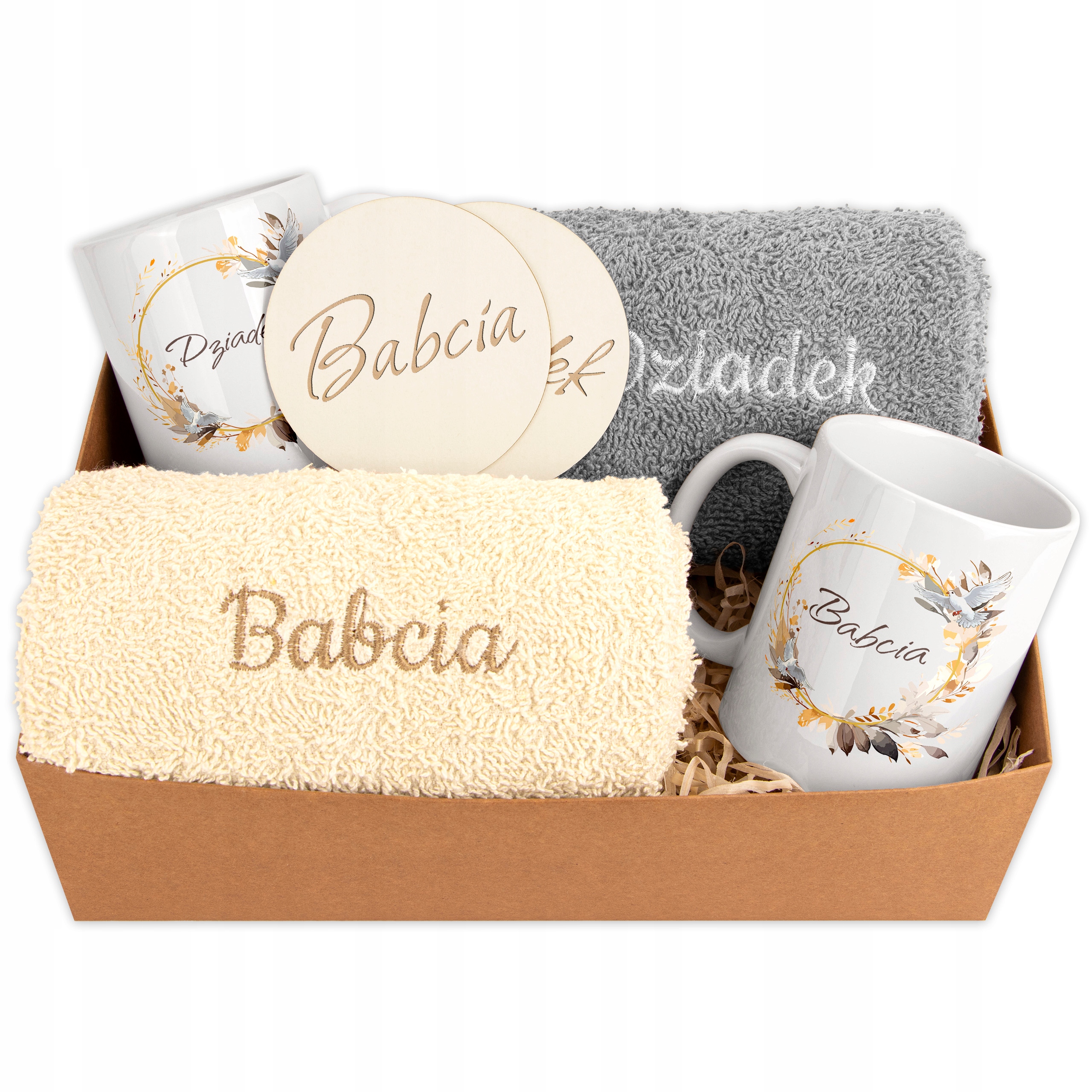 Dárek pro babičku a dědečka Ručníky Kubky Den babičky a dědečka Vánoce db