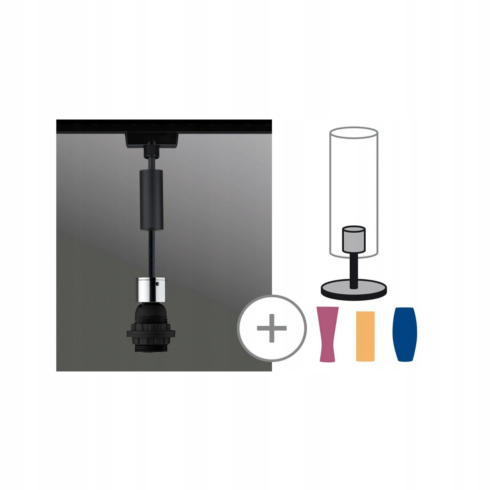 Paulmann URail 2Easy Basic závěs E27 černá mat chrom, max. 20W, kov/plast