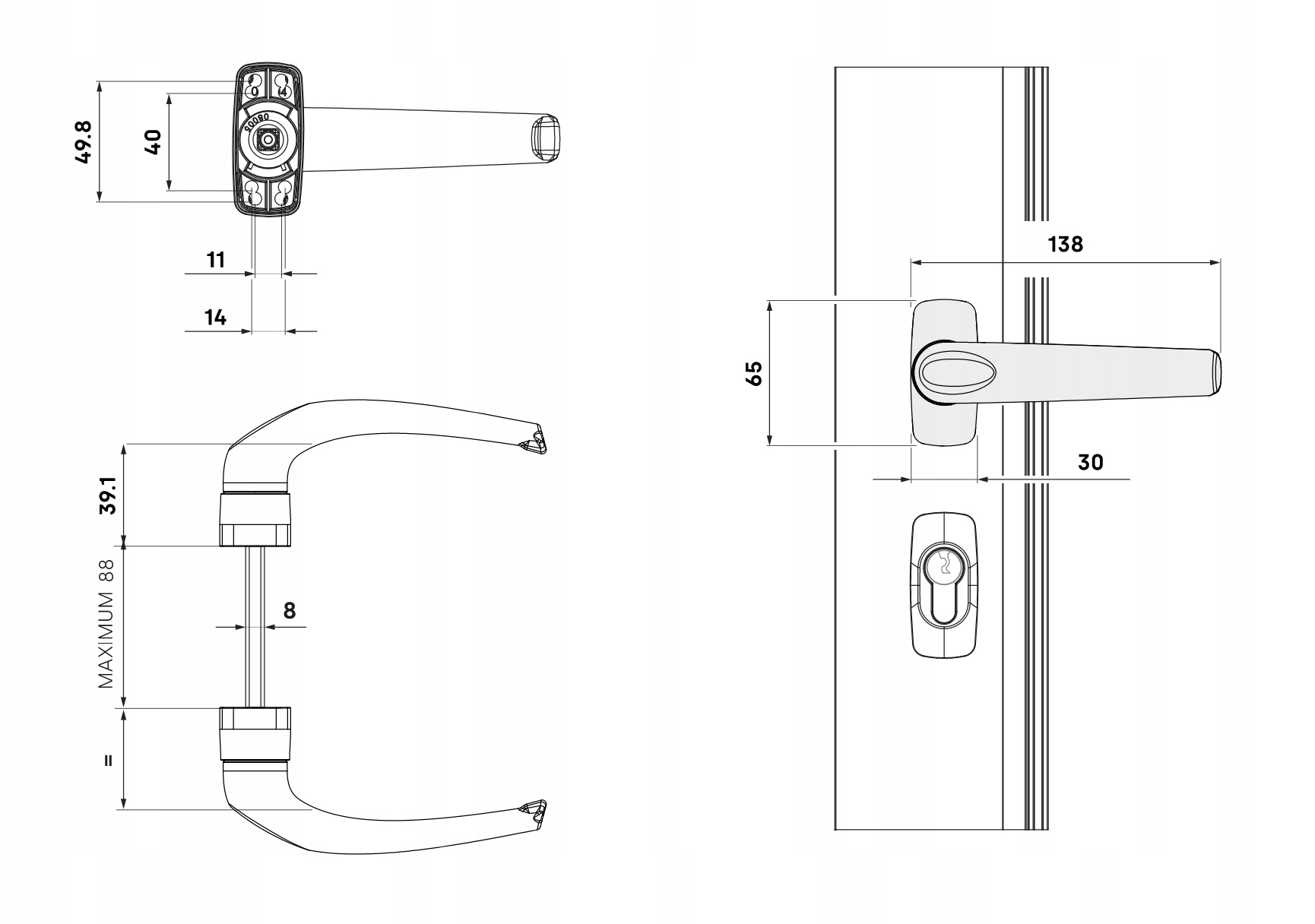 Klamka do drzwi aluminiowych STAC GEMINIS srebrny Kod producenta GEMINIS/9006