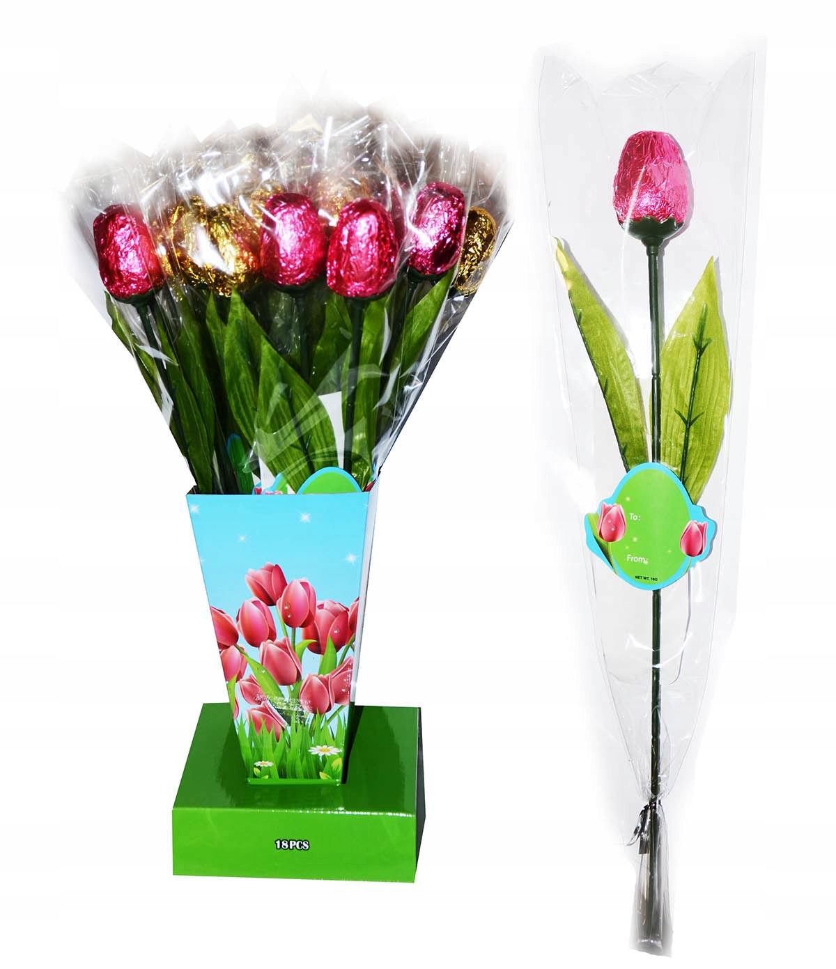 Tulipán z čokolády 16 g x 18 ks