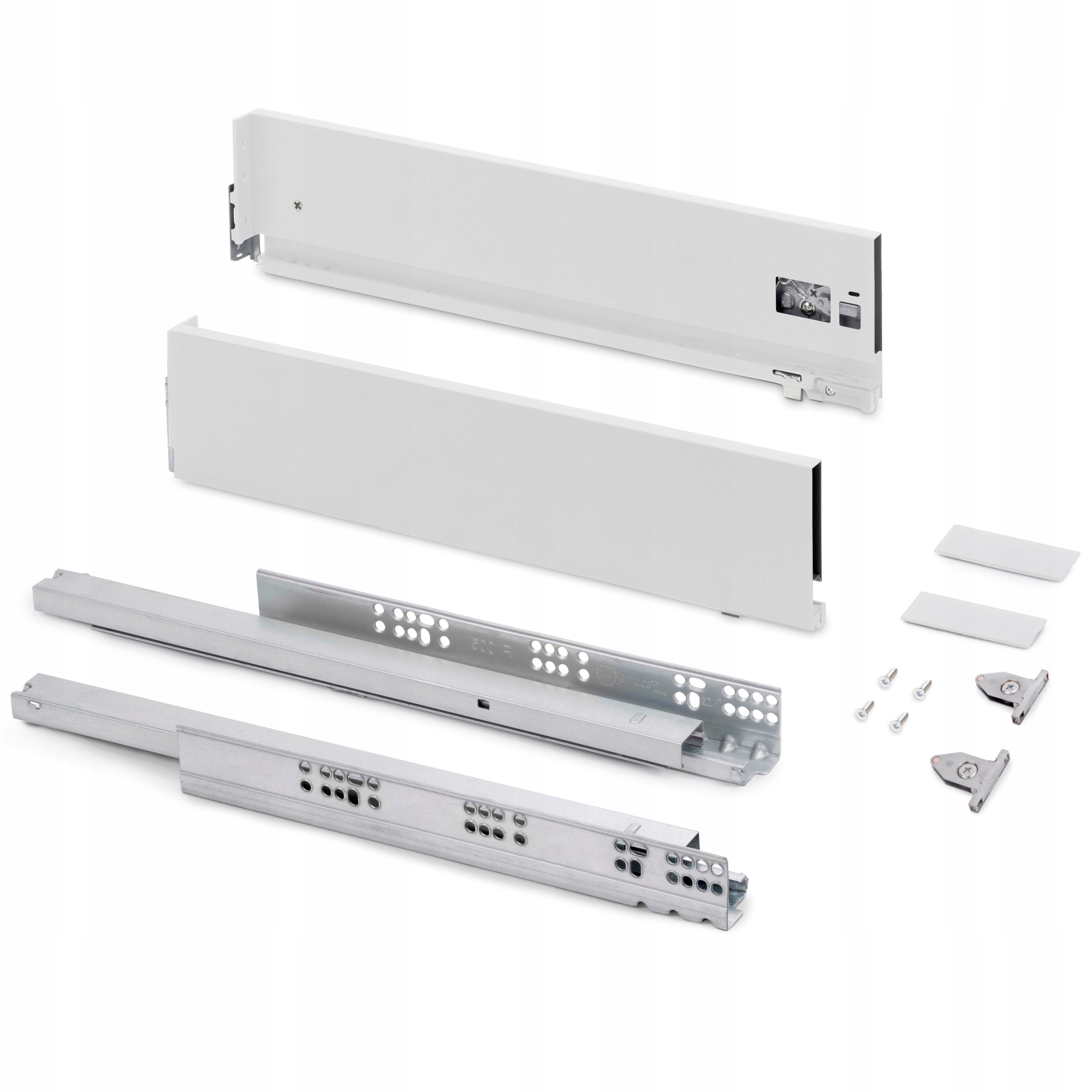 Szuflada Vertex 3D Emuca biała średnia L-500mm cichy domyk pełny wysuw 40kg