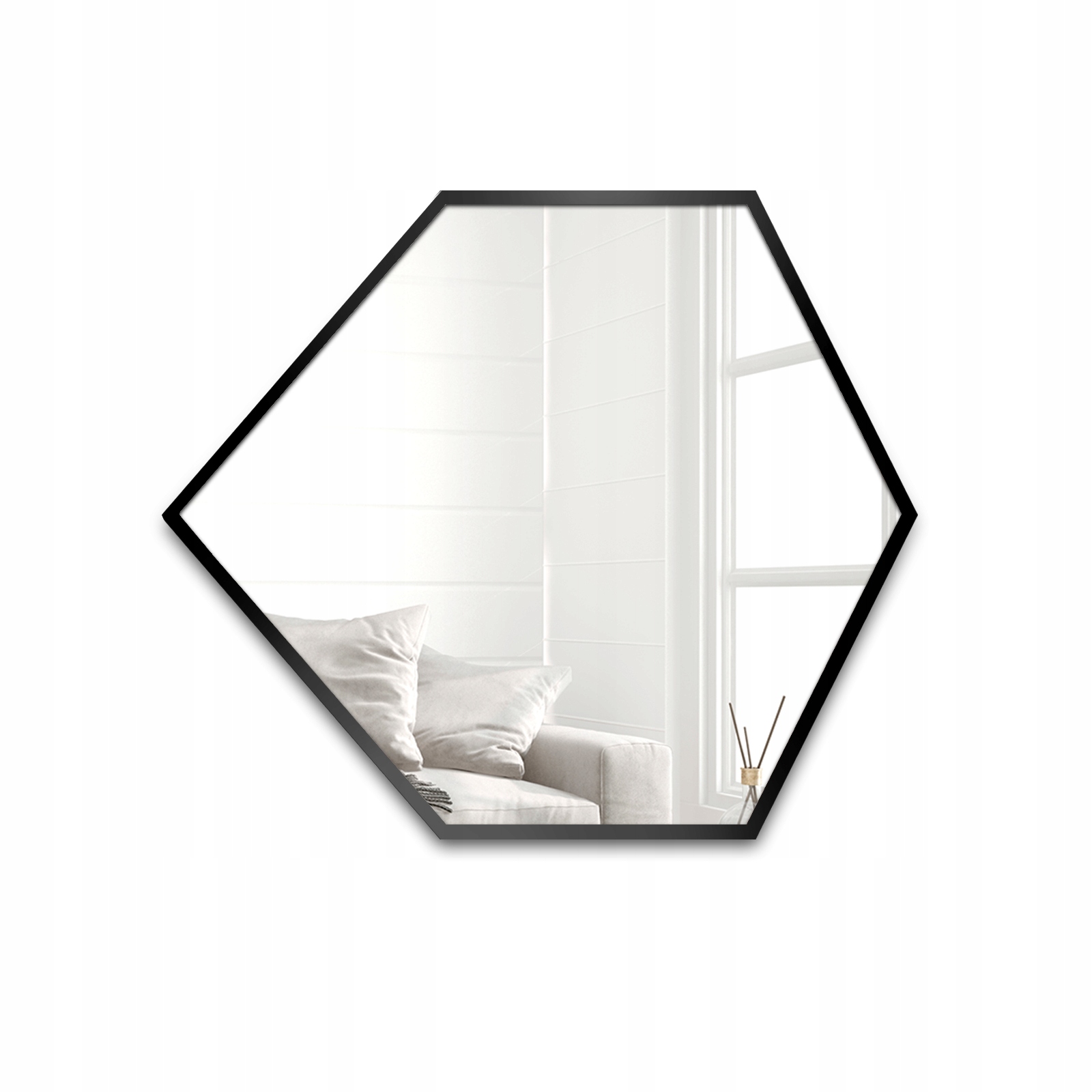 Geometrické Zrcadlo Geome v černém Mdf rámu, 80x69, nástěnné