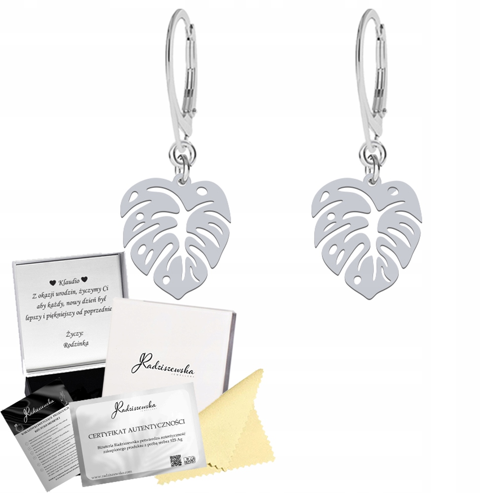 Stříbrné Náušnice List Monstery Stříbro 925 Narozeniny Dárek Šperky