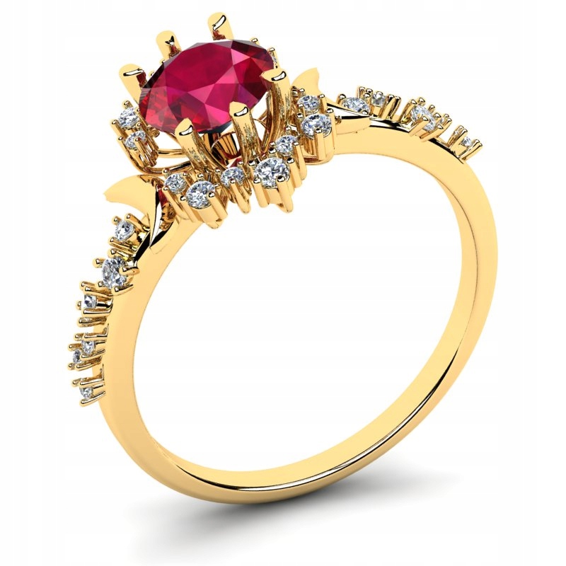 

Pierścionek Złoty Księżyce Z Czerwoną Cyrkonią