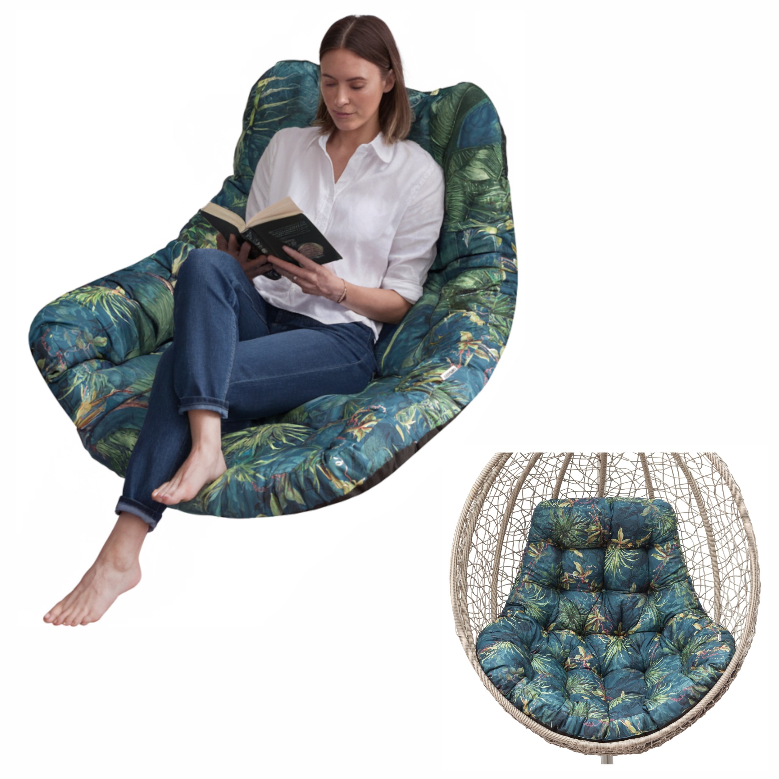 Poduszka na huśtawkę ogrodową Wodoodporna poducha na fotel kokon 120x100 cm