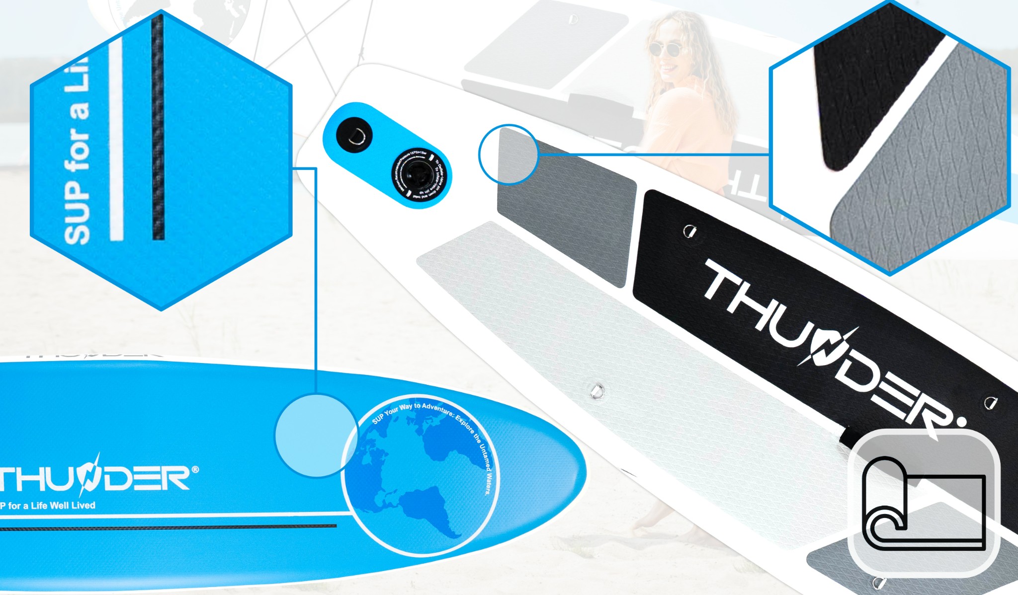 Deska SUP 320CM stand up nadmuchiwana z wiosłem + krzesełko Thunder Kod producenta PLANET BLUE