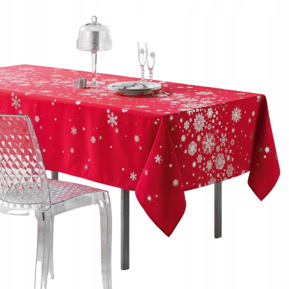 

Obrus Na Stół czerwony świąteczny Gwiazdki 150x240