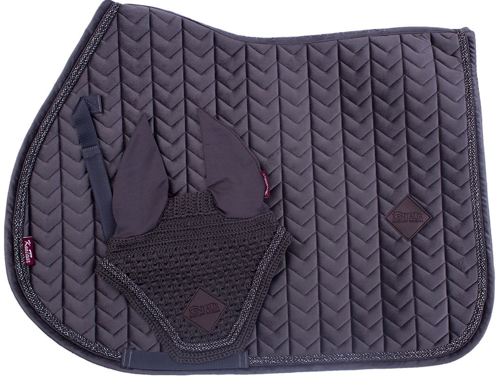 Kentaur czaprak z nausznikami Samet Szary Full Wszechstronny (vs)