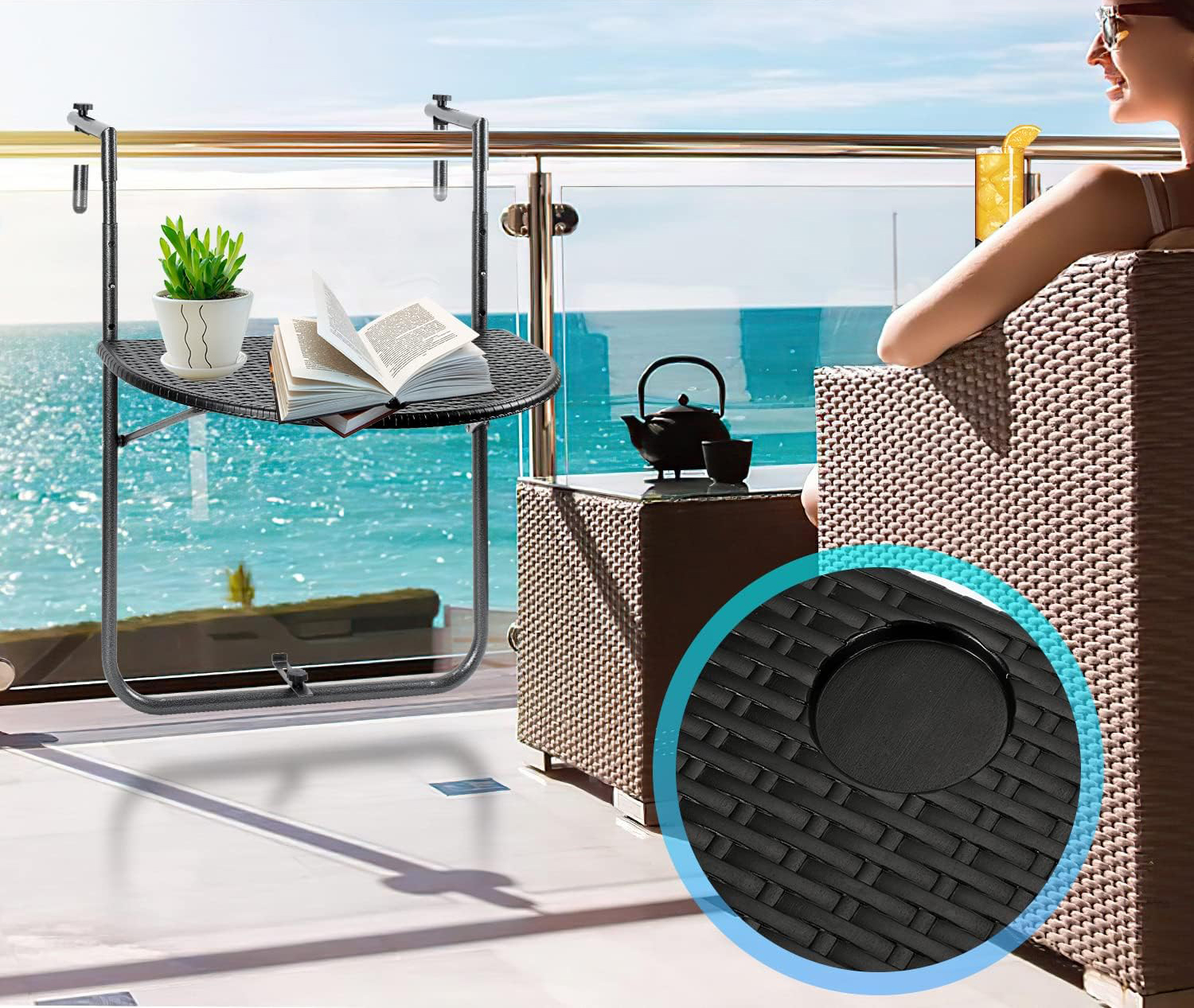 SKŁADANY STOLIK BALKONOWY Półka na Balustradę Turystyczny KAWOWY NA TARAS Producent gotel