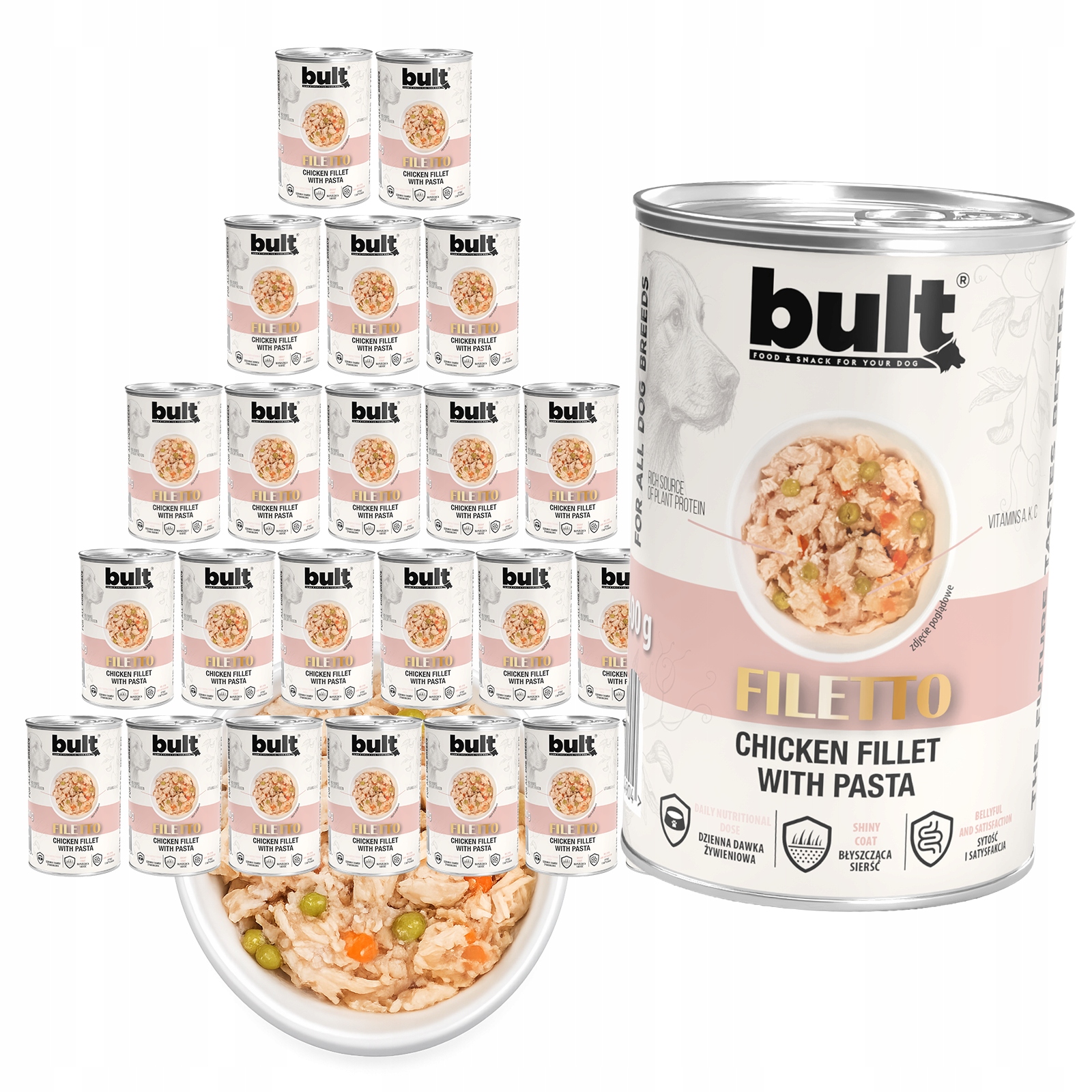 Levně Vlhké Krmivo Pro Psa Bult Plechovka Filé z kuřecího masa s těstovinami 24x400 g