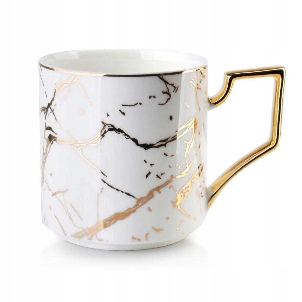 

Porcelanowy kubek do kawy 360 ml złoty marmur