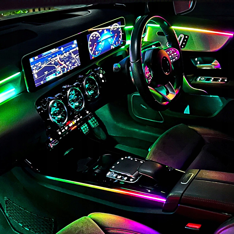 ZESTAW OŚWIETLENIA DO WNĘTRZA AUTA ŚWIATŁOWÓD AMBIENTE RBG 7M APLIKACJA Waga produktu z opakowaniem jednostkowym 0.3 kg