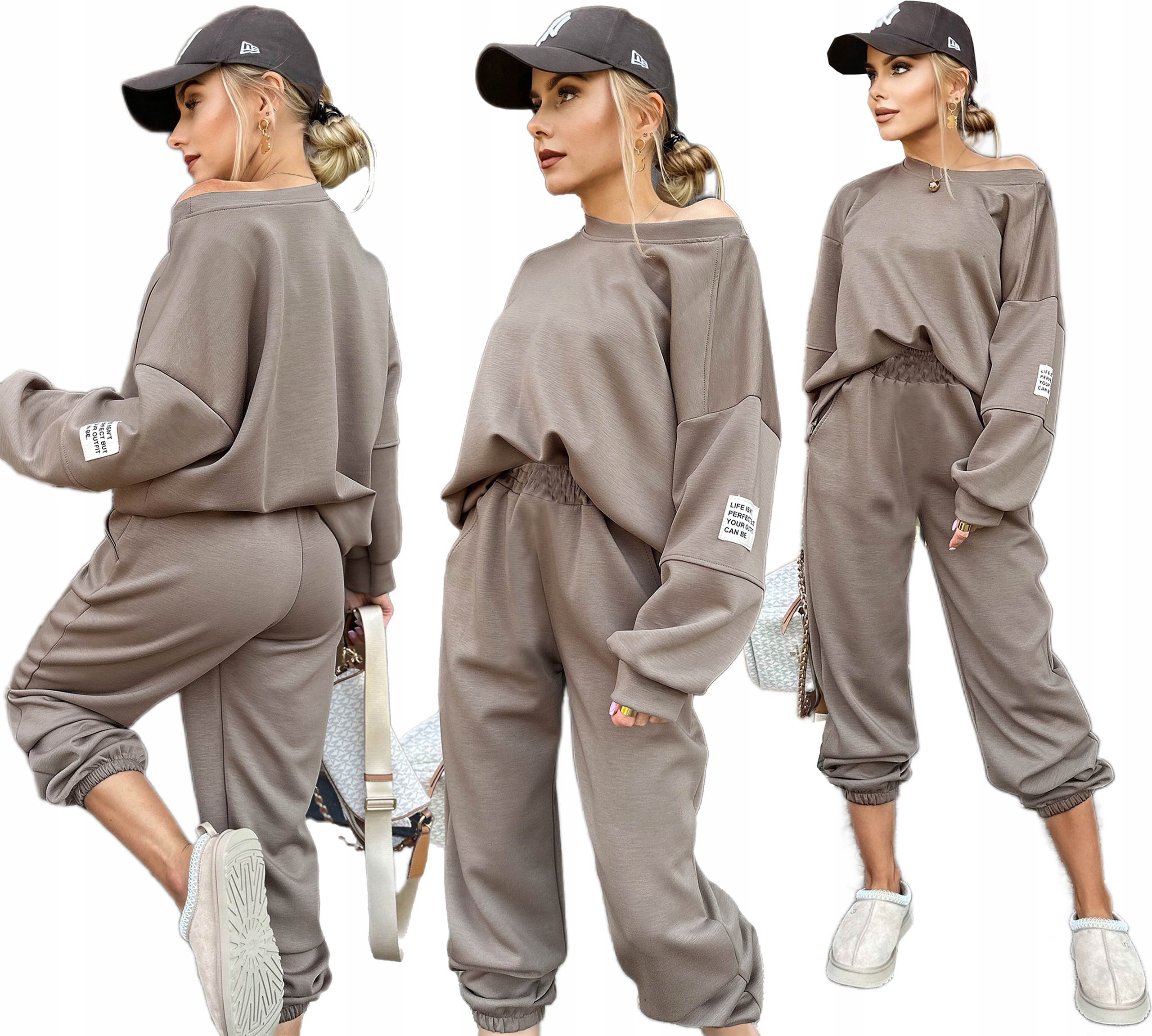 Bawełniany dresowy Komplet damski Dres spodnie oversize bluza Zuri L