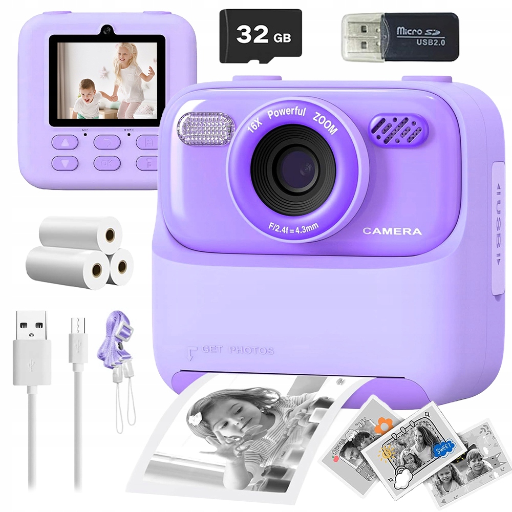 Instantní Fotoaparát Termální Kamera Pro Děti 3 Role 32G Karta