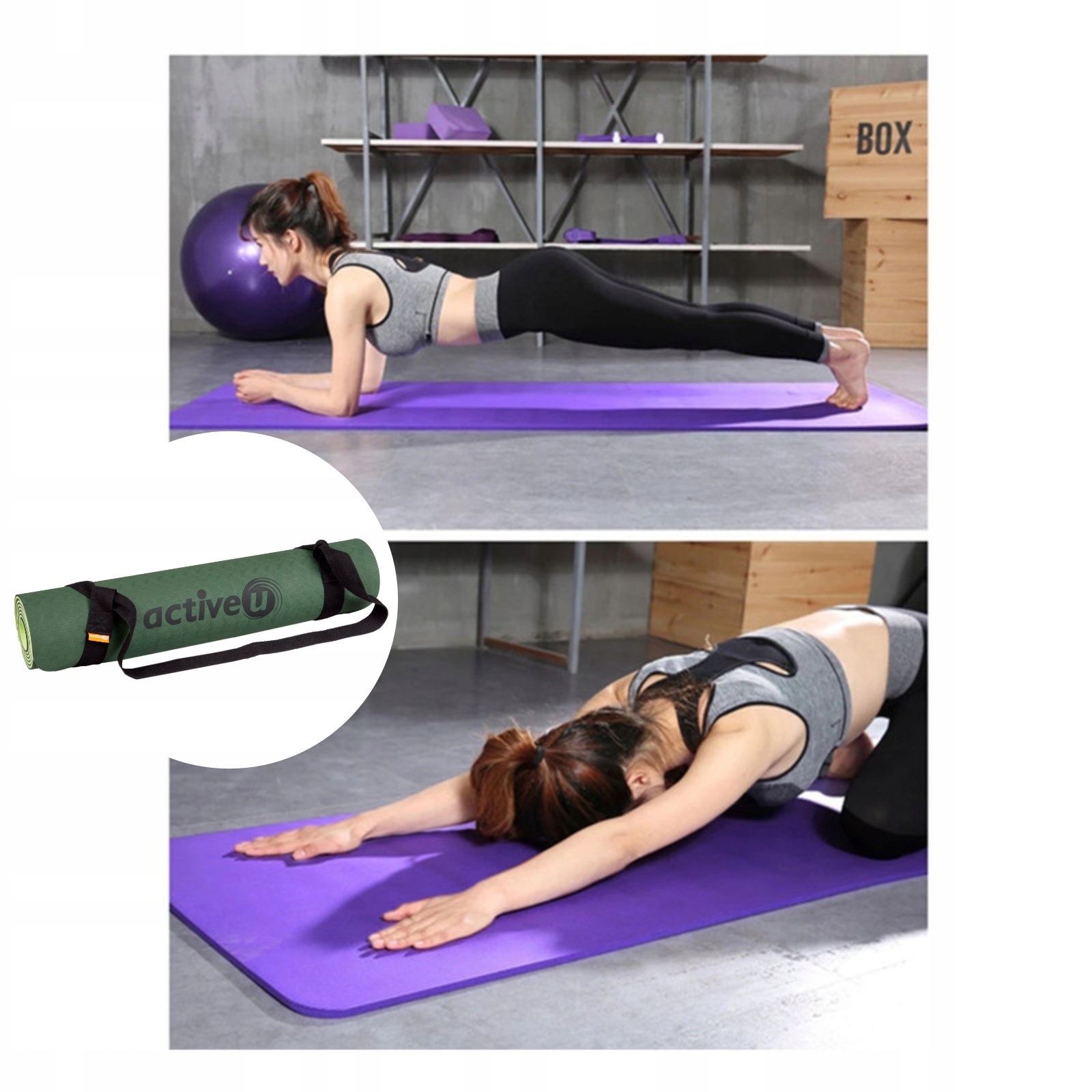 MATA DO ĆWICZEŃ JOGI FITNESS GRUBA Z POKROWCEM Model AUYM-TPE-Z