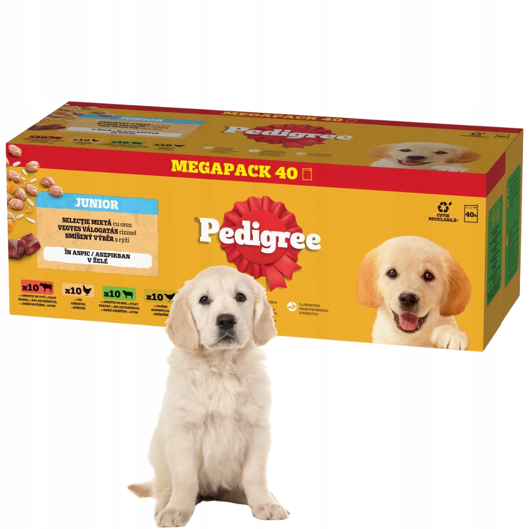 Levně Pedigree Junior Výběr příchutí vlhké krmivo pro štěňata v želé 40x100 g