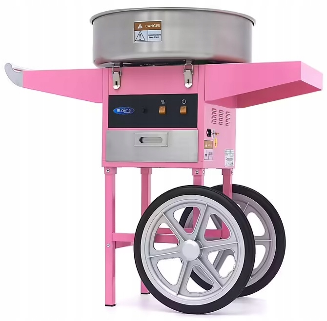 Maszyna do waty cukrowej na wózku misa 52cm różowa Maxima Deluxe 09506002