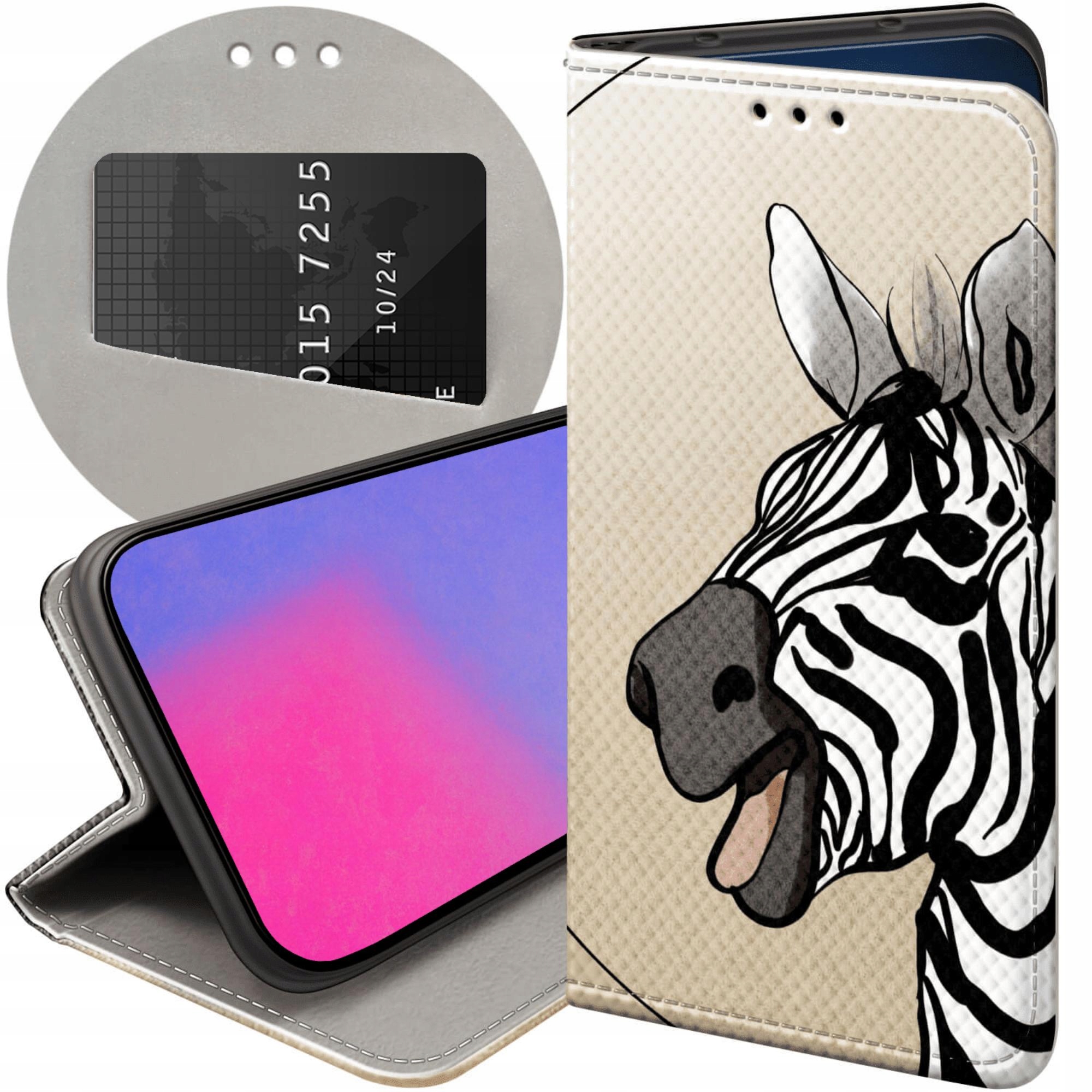 Etui Z Klapką Do Apple Iphone 13 14 Zebra Zeberka Paski Futerał