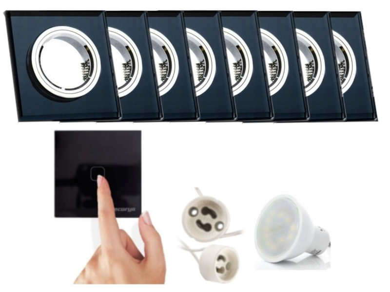 8 X Skleněná Lampička Na Strop, Vypínač Led Žárovky 10W, Velmi Teplá
