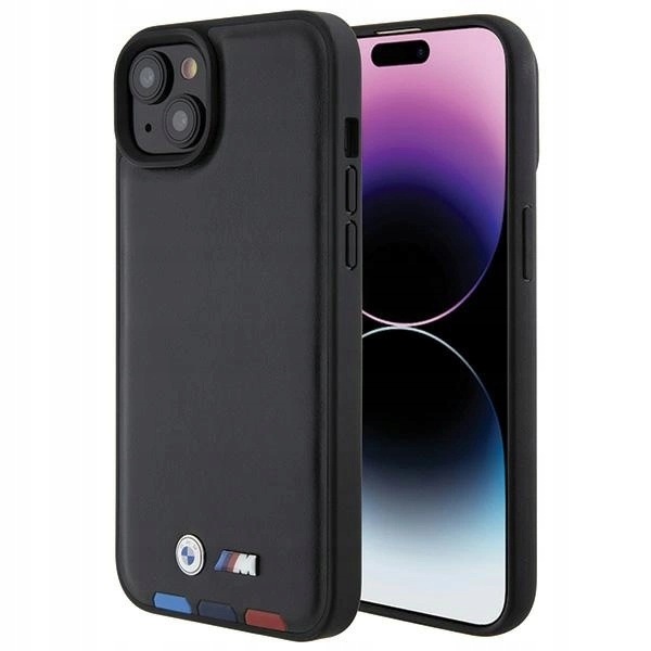 Etui Bmw Leather Stamp Tricolor do iPhone 15 Plus czarne