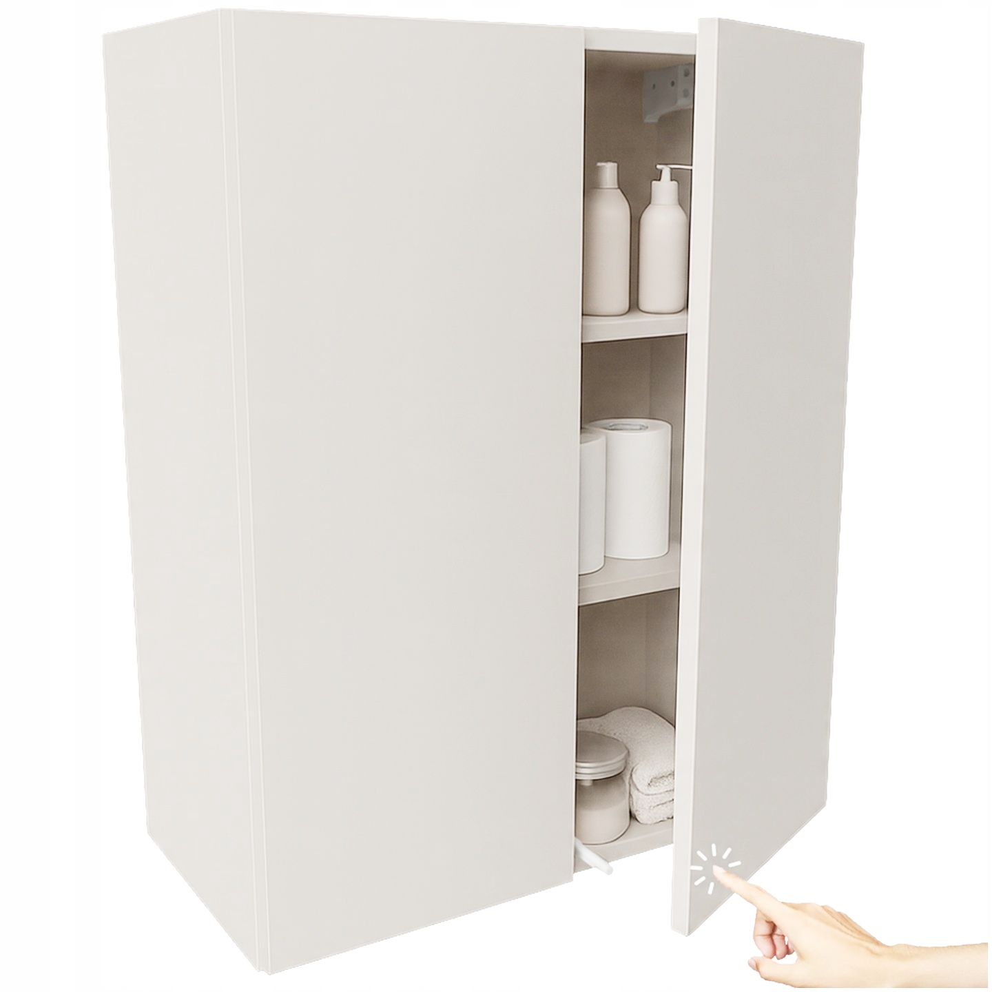 Koupelnová skříňka závěsná kašmír nad umyvadlo, funkční pračka, 78 cm