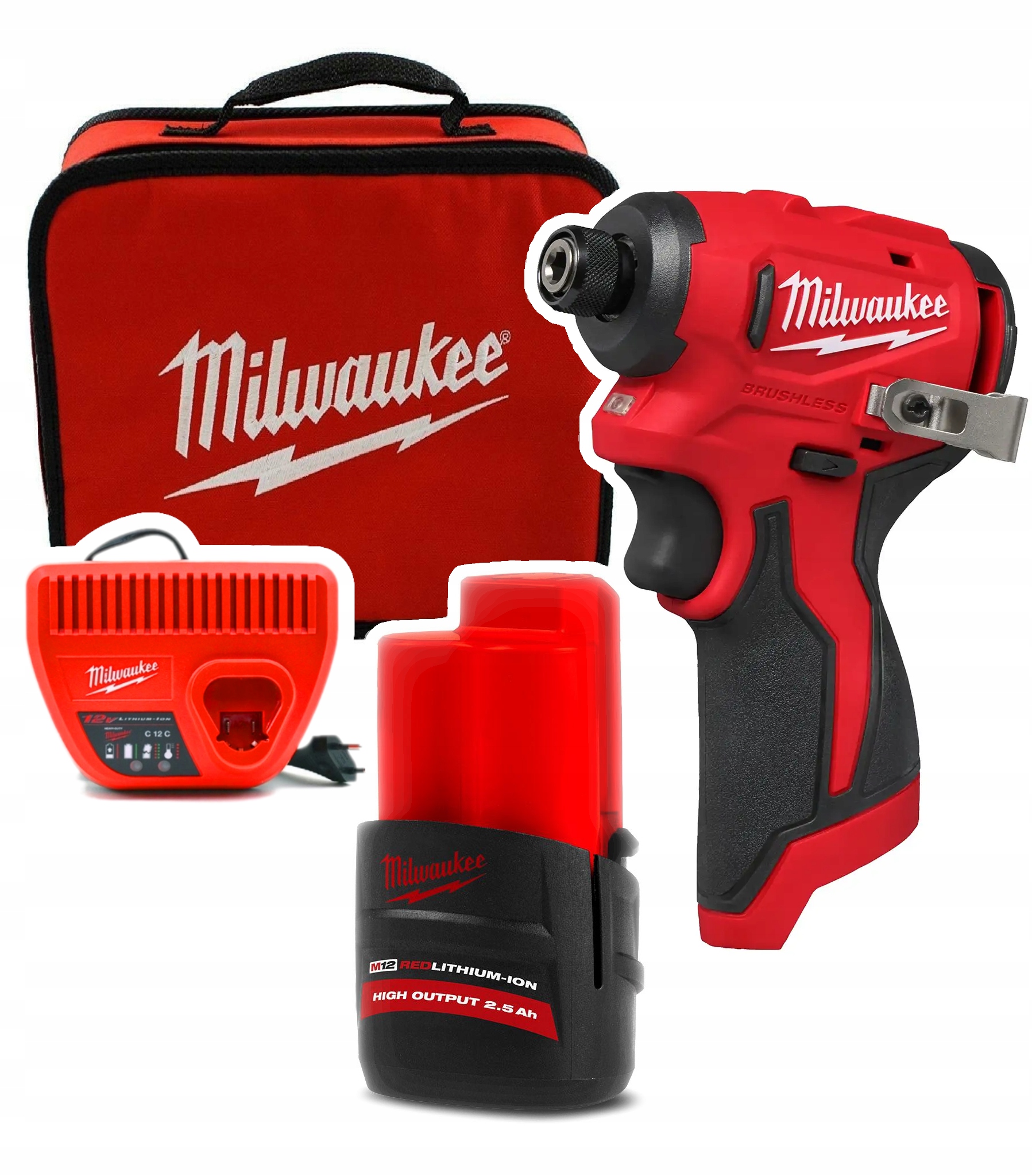 Milwaukee M12 BLIDRC-251B Kompaktowa zakrętarka udarowa 1/4" Hex 1X 2.5AH