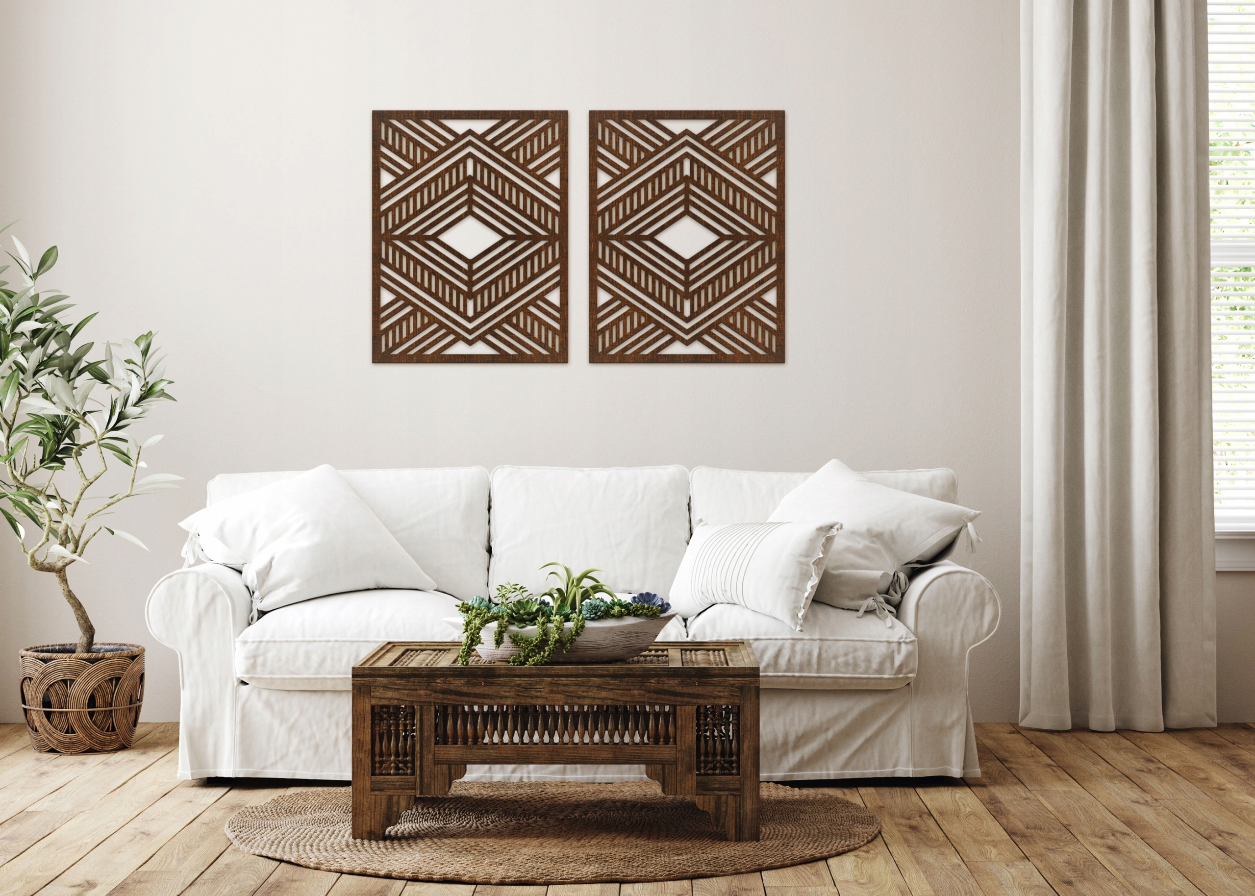 Dyptyk Drewniany Ażurowy, Styl BOHO Kod producenta SKU1