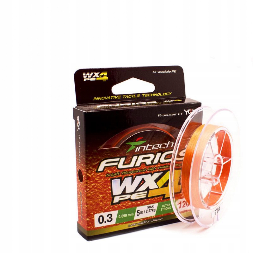 Żyłka pleciona Intech Furios Pe WX4 #0.5/0.117mm/8lb/3.63kg 120m Orange