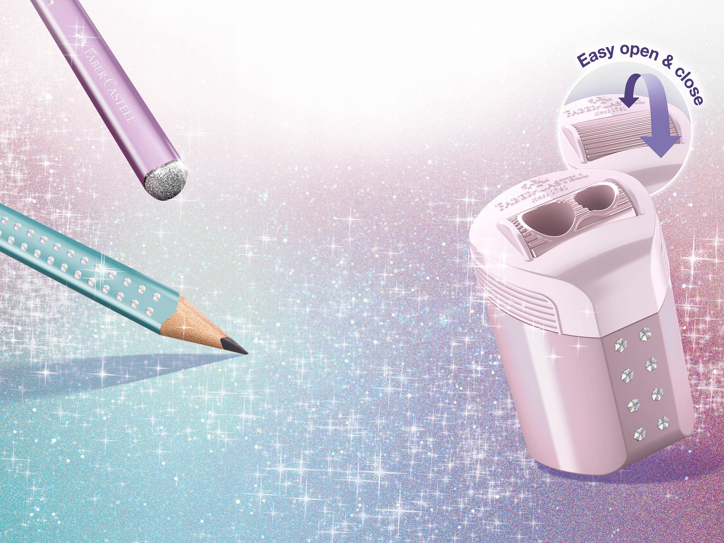 FABER-CASTELL Temperówka pojemnik RollOn Sparkle Rodzaj manualna podwójna z pojemnikiem