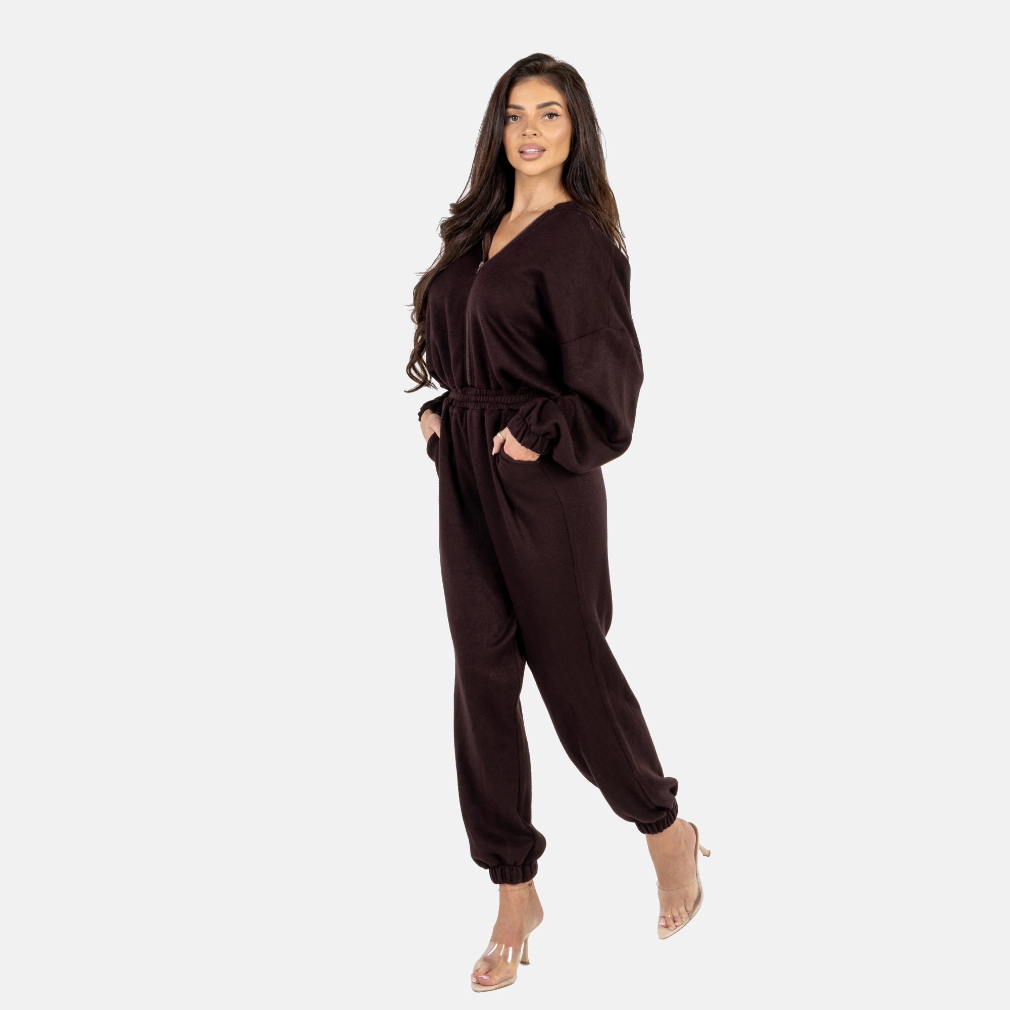 Dámský overal Sonia s vlnou Tmavě hnědá Agatha Studio One Size