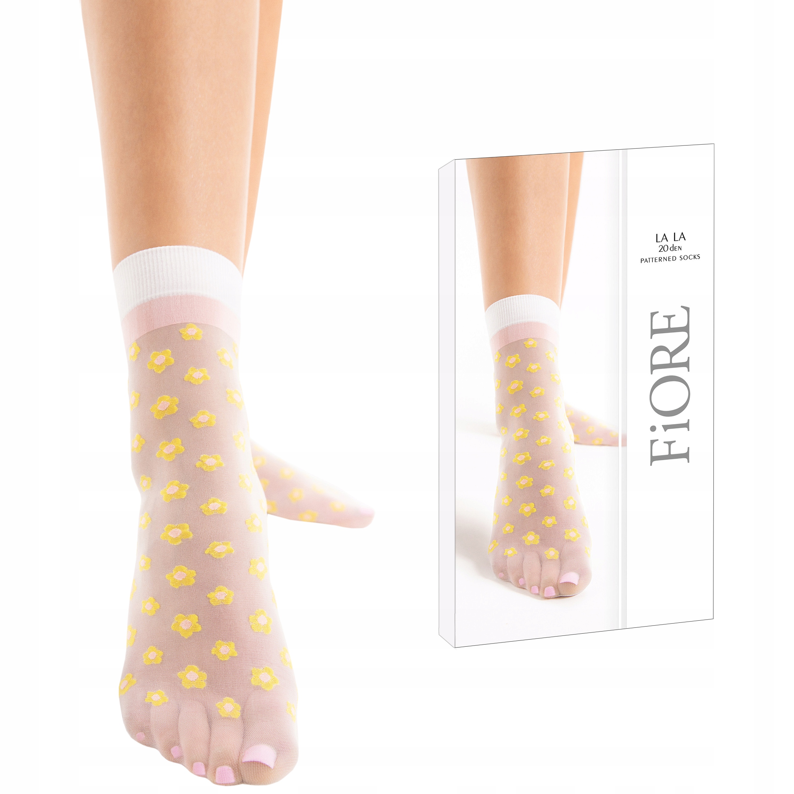 

Fiore Skarpetki La La 20den kwiaty Off White/Peach