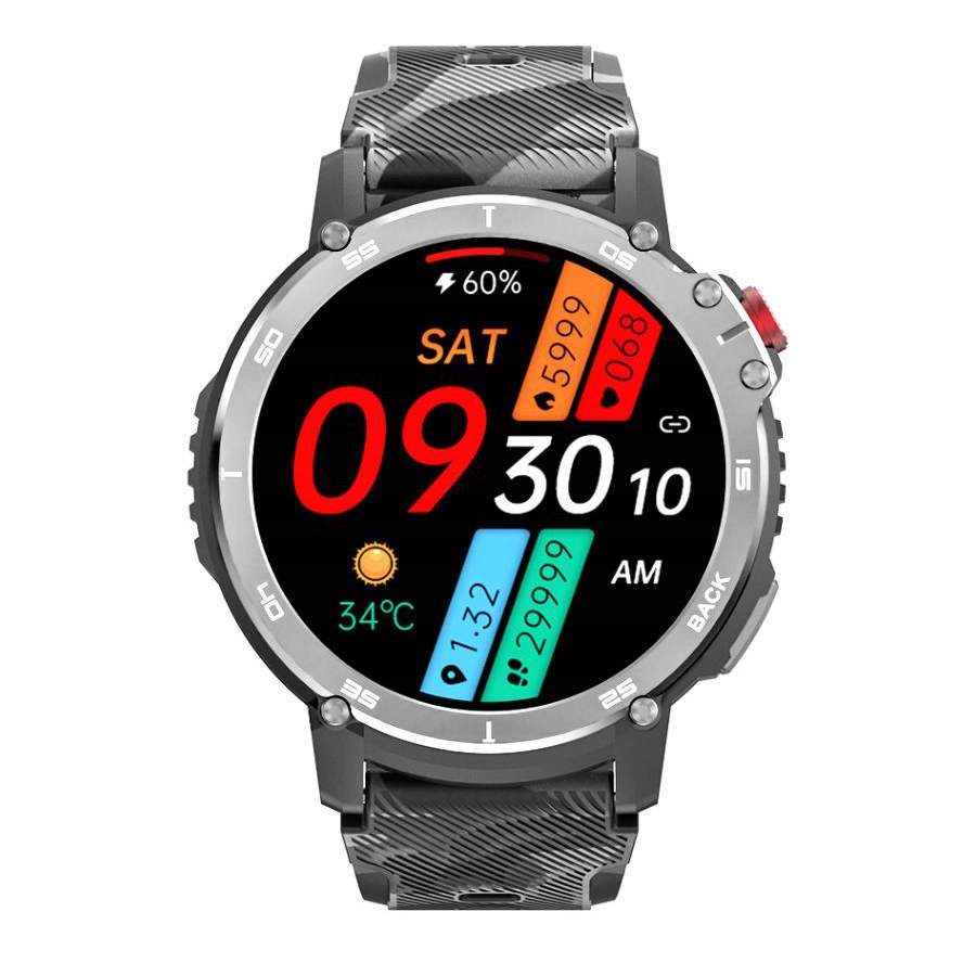 Vojenské chytré hodinky Rubicon RNCF08 maskáčový stříbrné SMARUB233