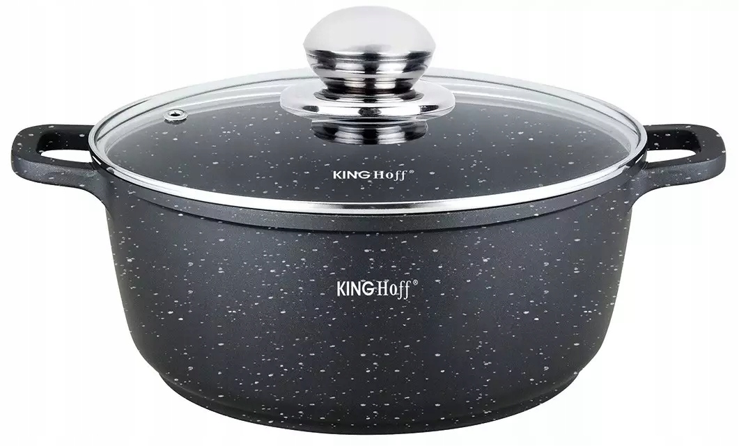 Garnek z powłoka marmurkową, Ø24cm 4,5l czarny Kinghoff