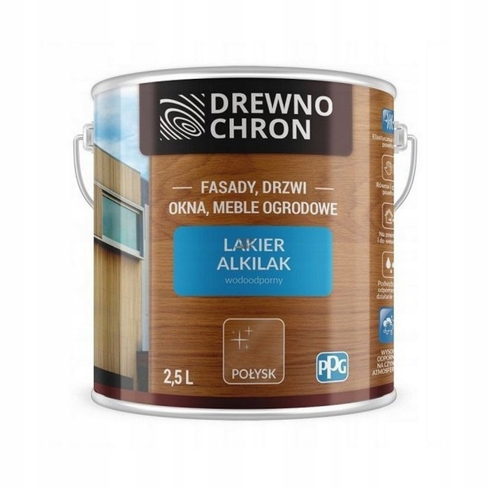 Drewnochron Lakier Alkilak Połysk 5L Bezbarwny do drewna Wodoodporny