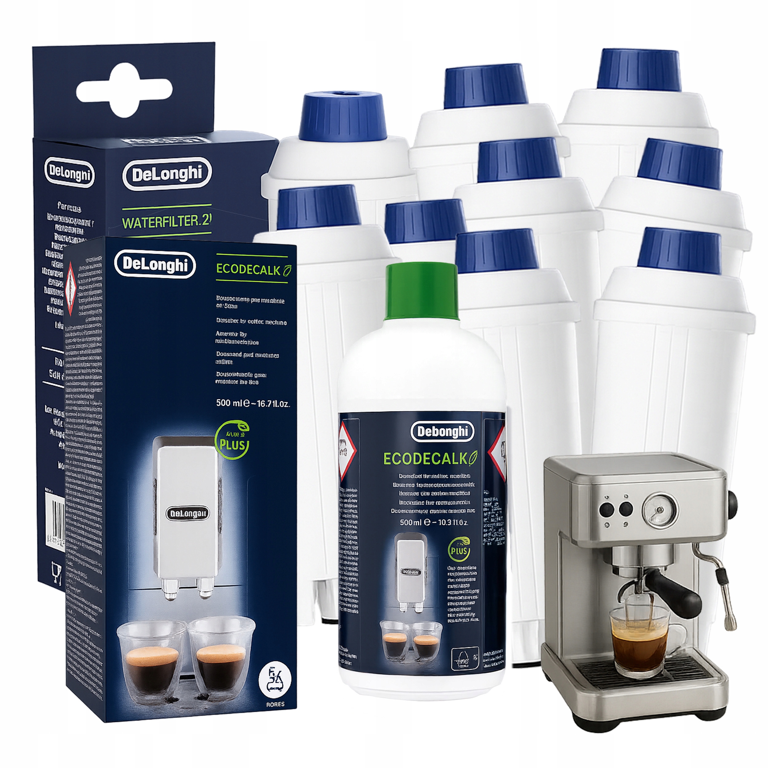 Sada do vody De Longhi 9 kusov filtrov na vodu 1 kus Odvápňovač na vodu