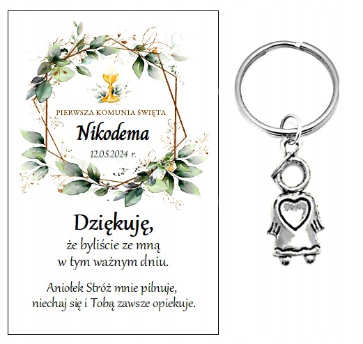 Podziękowanie dla gości breloczek ANIOŁEK NR 48 KOMUNIA PAMIĄTKA PODARUNEK