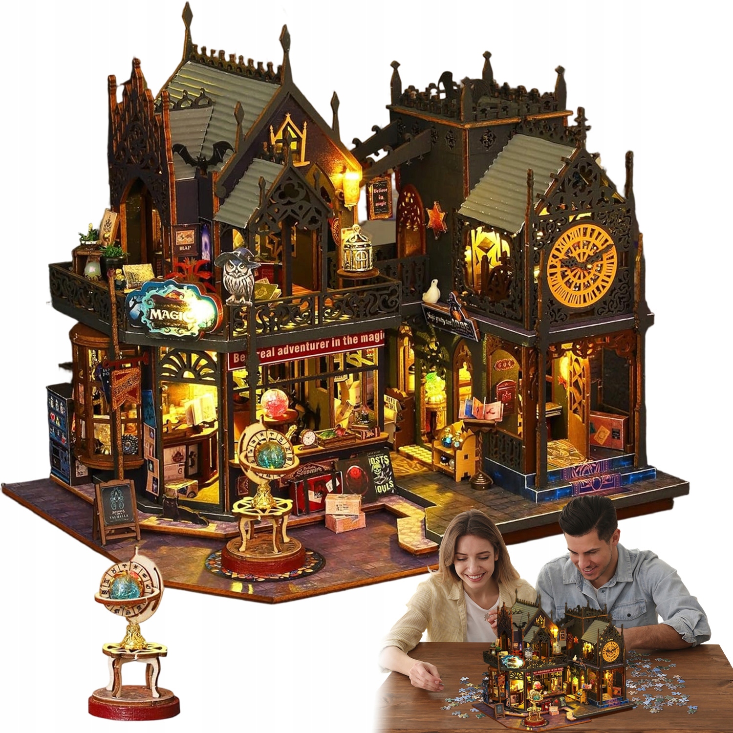 Diy Domek Magiczny Zamek Retro 3D Puzzle Drewna Do Składania Dekoracja Domu