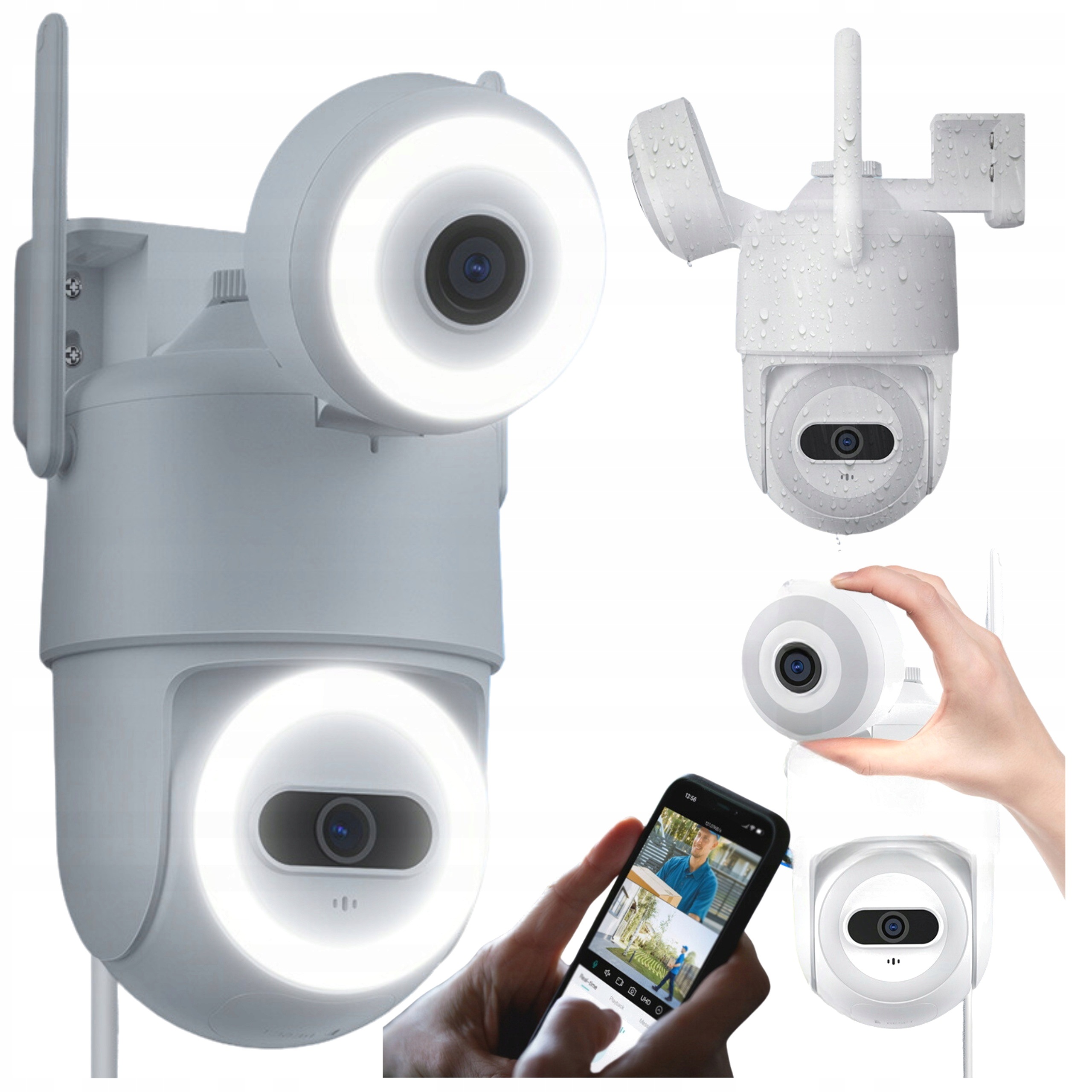 WiFi otočná venkovní kamera s dvěma 6MP objektivy, bílá, IP66 Onvif ICSee