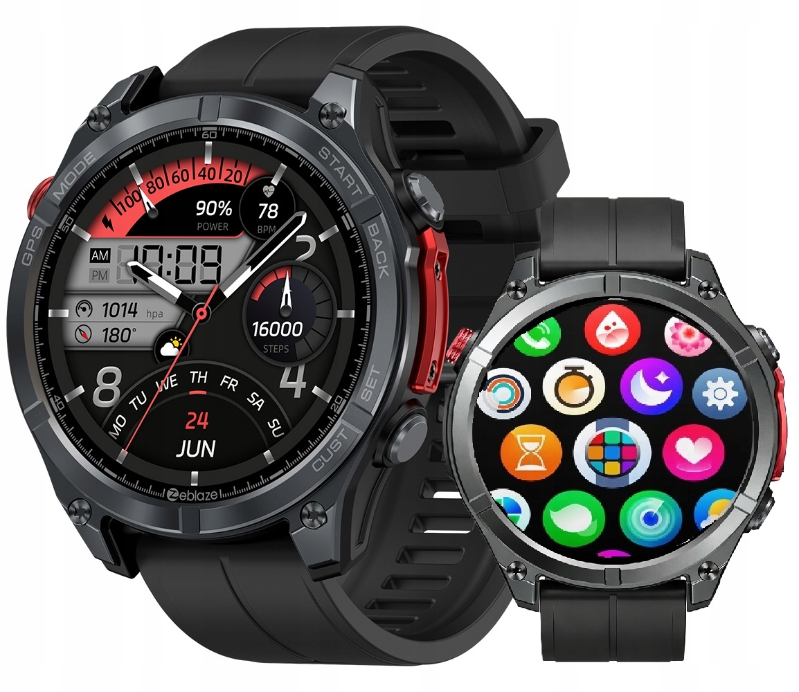 Smart hodinky Zeblaze Stratos 4 čierne Gps Amoled športové, vodotesné, 5ATM