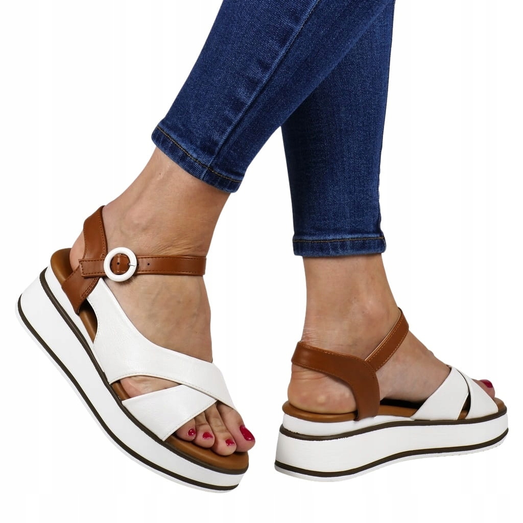 Dámské Bílé Sandály Na Platformě, Pohodlné, Ploché, Měkké
