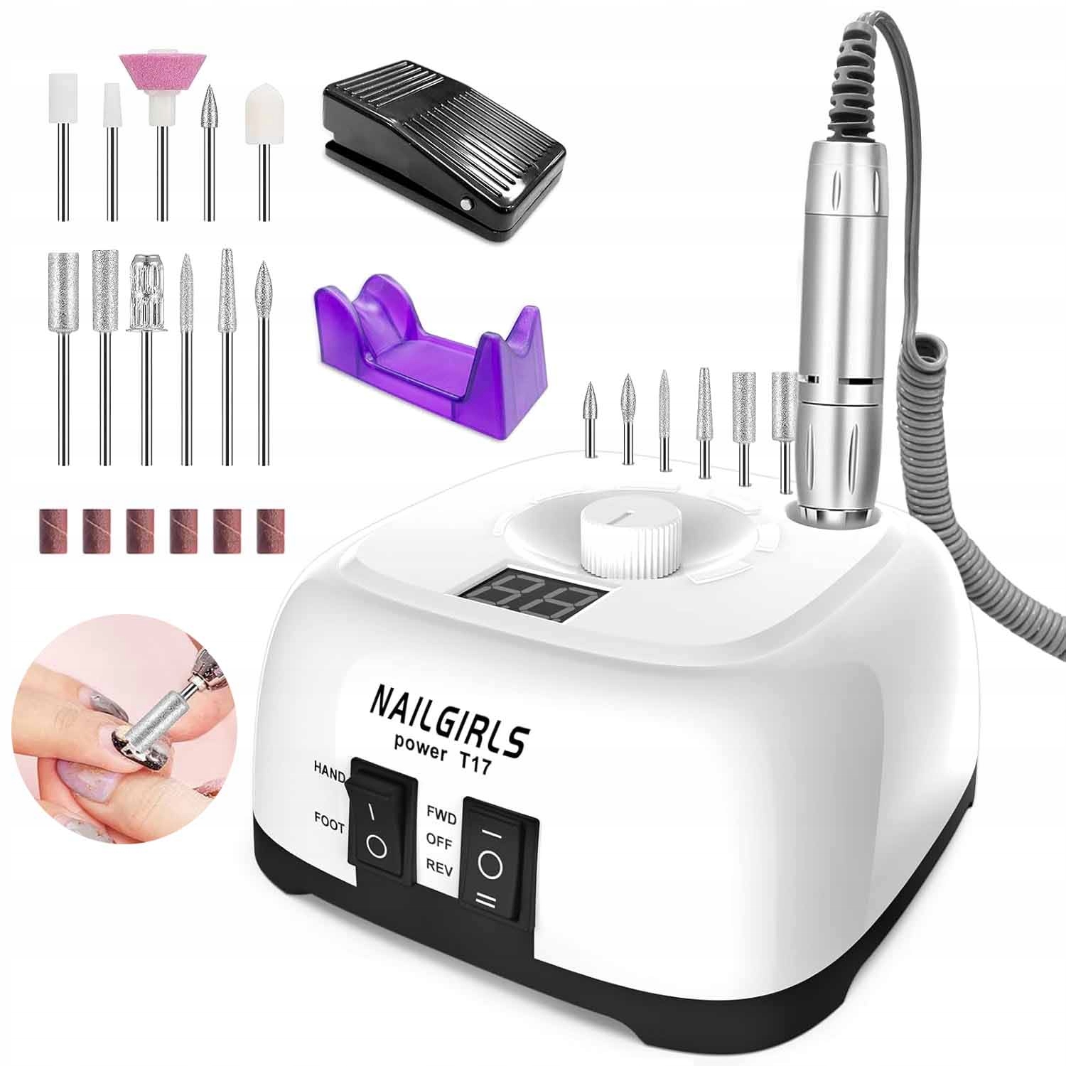 Sada Profesionální Bruska Na Nehty Manikúra 35000RPM Silná Frézy
