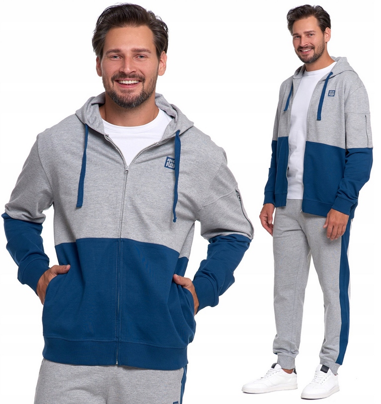 Premium Dres męski Komplet bluza Kaptur spodnie Moraj 53/01 grey/navy XL