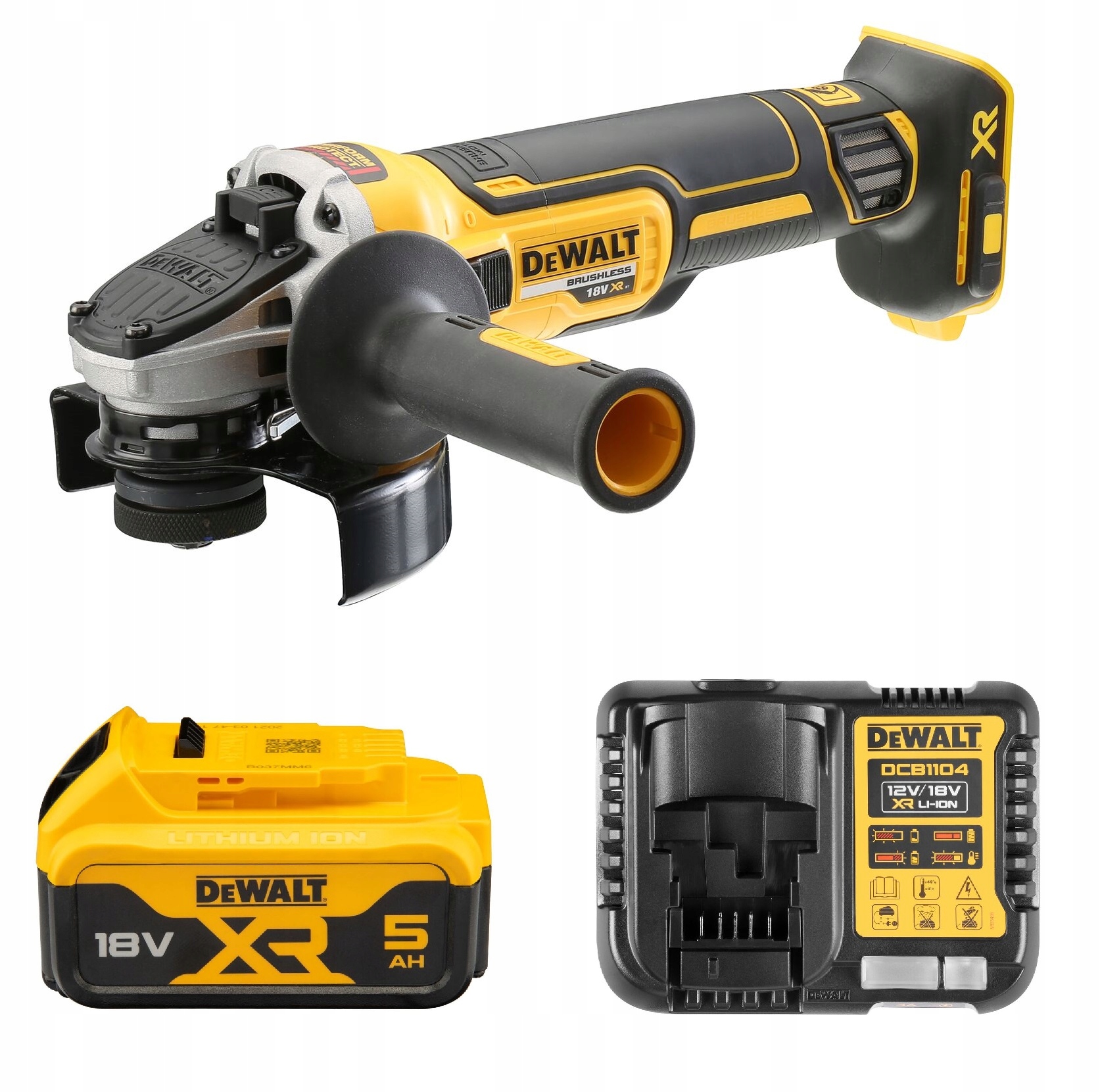 DeWalt Szlifierka kątowa 125mm 18V DCG405 1x5Ah ładowarka DCB1104
