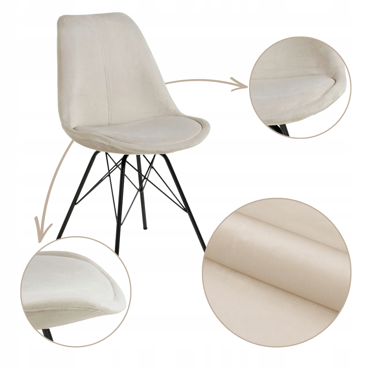 Béžová Jedálenská Stolička do kuchyne, pohodlná, s čalúneným operadlom